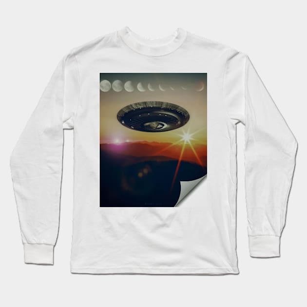 UFO Sign Long Sleeve T-Shirt by Yokipon Art